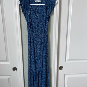 Blue Floral Sleeveless Dress